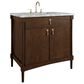 James Martin Kinnsden 36" Single Bathroom Vanity in Sable Oak with 3 cm Carrara Marble Top and Rectangular Sink, , large