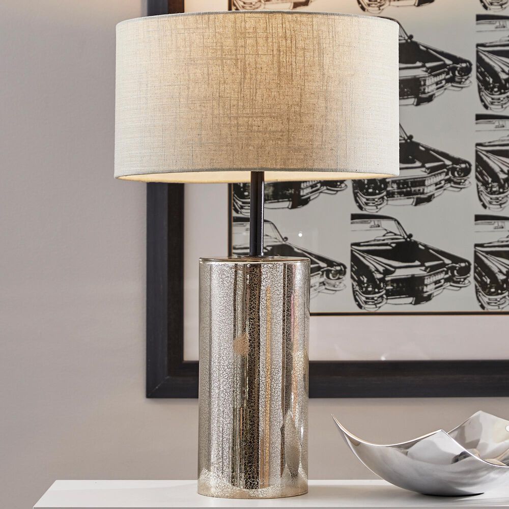 Adesso Cassandra Tall Table Lamp in Cracked Mercury and Black, , large