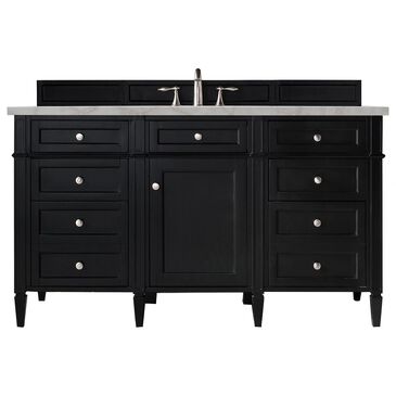 James Martin Vanities Brittany 60" Single Bathroom Vanity in Black Onyx with 3 cm Victorian Silver Quartz Top and Rectangular Sink, , large