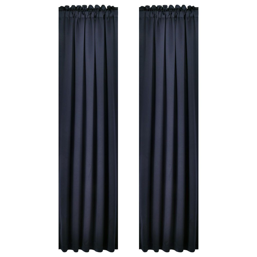 J. Queen New York Carlisle 84" x 50" Window Panel Pair in Indigo Blue, , large