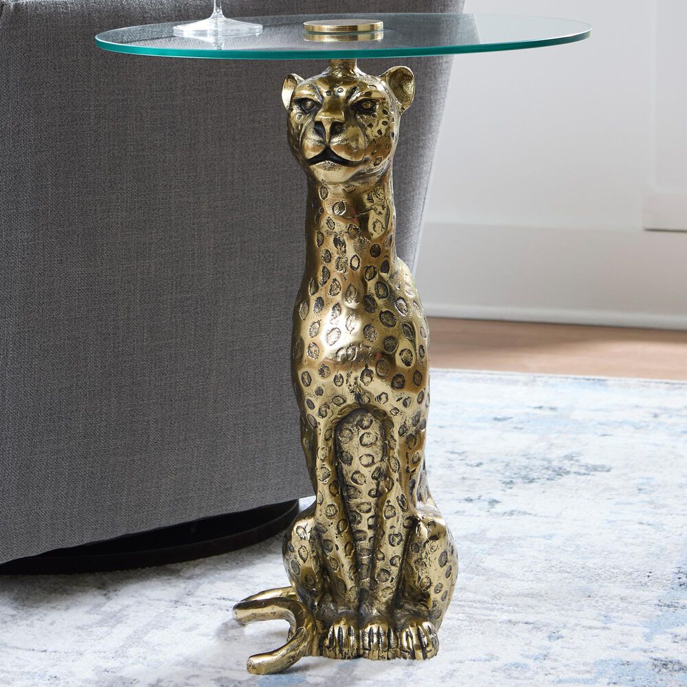 Ashley Vallain Accent Table in Antique Gold and Clear, , large