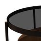 Shannon Hills Felix Round Coffee Table in Black and Walnut, , large