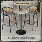 Leisuremod LeisureMod Verve Collection Modern Bar Height Table Black Base with 27 Round Light Natural Wood MDF Top, , large
