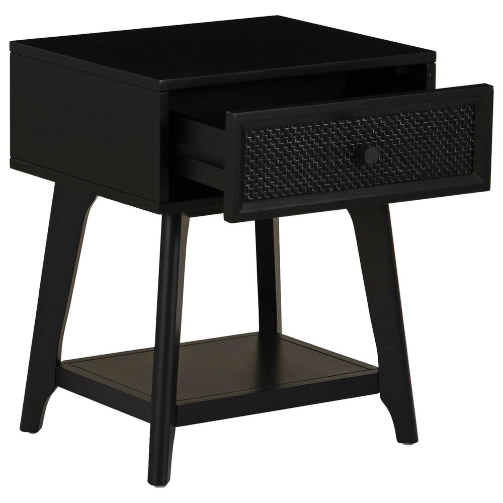 Linon Home Decor Catlett Side Table Nightstand in Matte Black, , large
