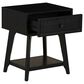 Linon Home Decor Catlett Side Table Nightstand in Matte Black, , large