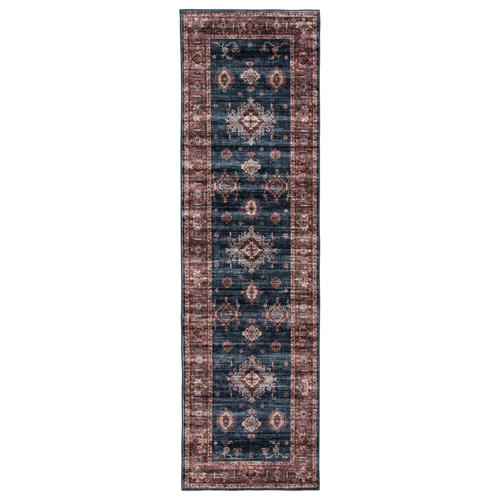 Central Oriental Rugease Velveteen Raquel Aerugo and Rust 2"3" x 6" Runner, , large