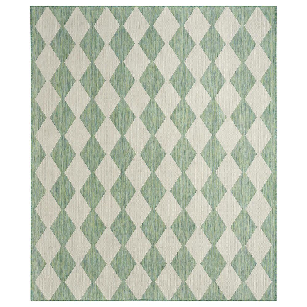 Nourison Positano Geometric Blue and Green 8&#39; x 10&#39; Indoor/Outdoor Area Rug, , large