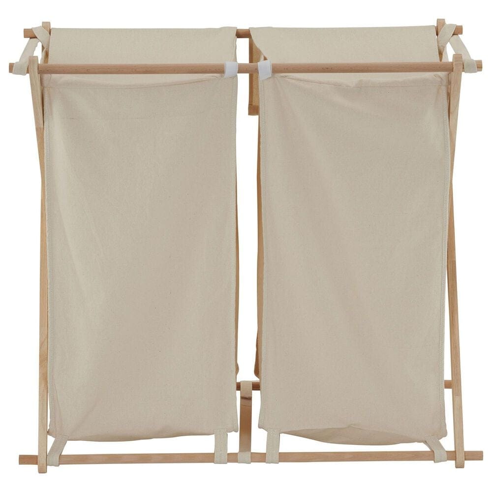 Household Essentials Collapsible Double X-Frame Laundry Hamper Sorter with Poly-Cotton Bags in Natural, , large