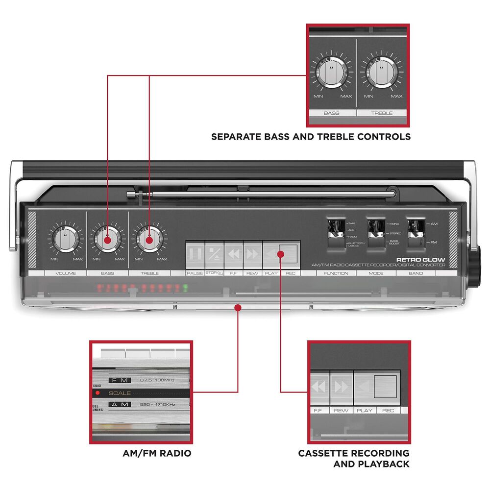 Ion Retro Glow Bluetooth Speaker in Silver, , large