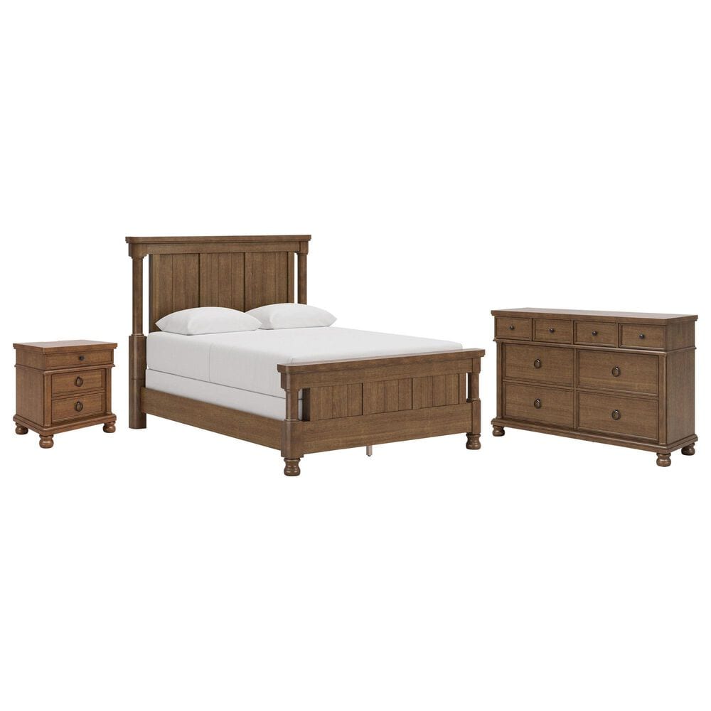 Ashley Rowlenstown 3 Piece Queen Bedroom Set in Medium Brown, , large
