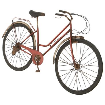 Maple and Jade 22" x 38" Bike Wall Decor in White, Black and Red, , large