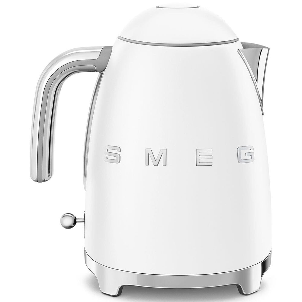 SMEG Retro Style 7-Cup Electric Kettle in Matte White and Polished Chrome, , large