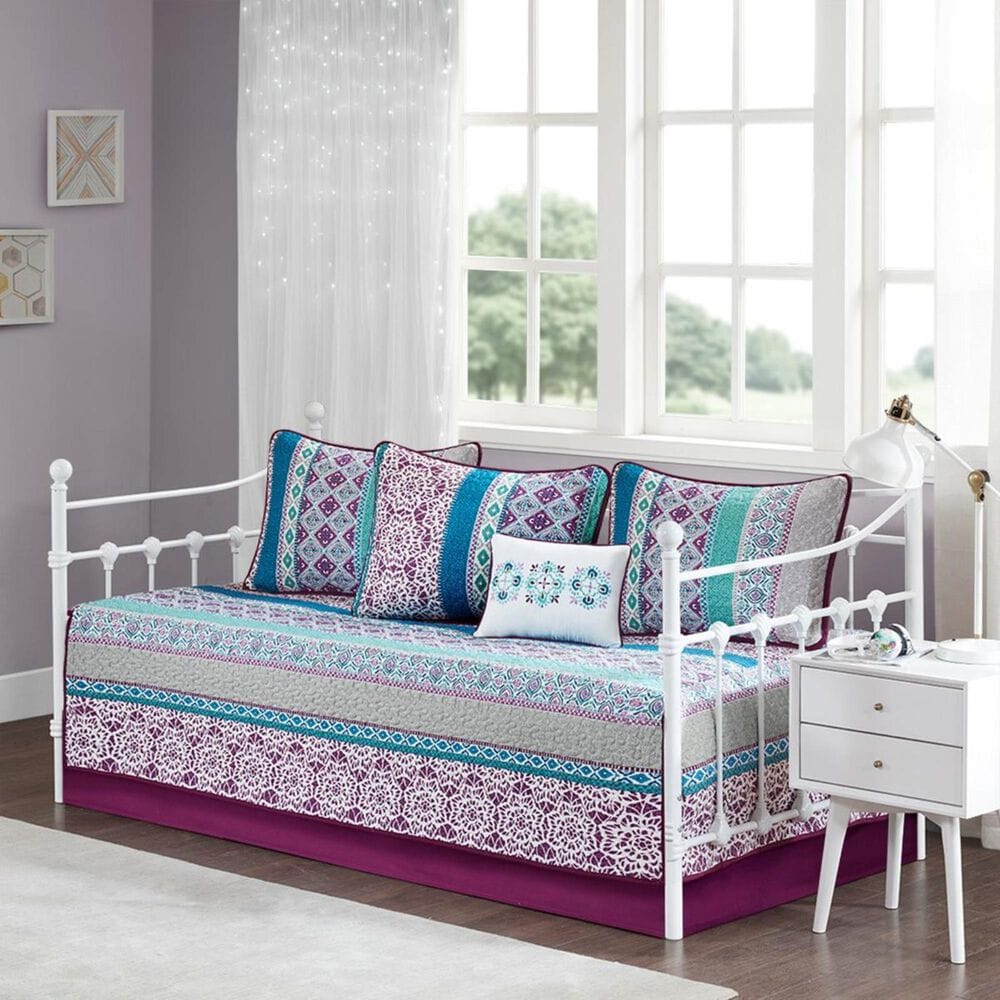Hampton Park Joni 6-Piece Boho Daybed Cover Set in Purple, , large