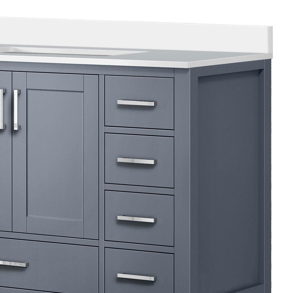 Lexora Home Jacques 84&quot; Double Bathroom Vanity in Dark Grey with 2 cm White Cultured Marble Top and Rectangular Sinks, , large
