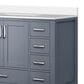 Lexora Home Jacques 84" Double Bathroom Vanity in Dark Grey with 2 cm White Cultured Marble Top and Rectangular Sinks, , large