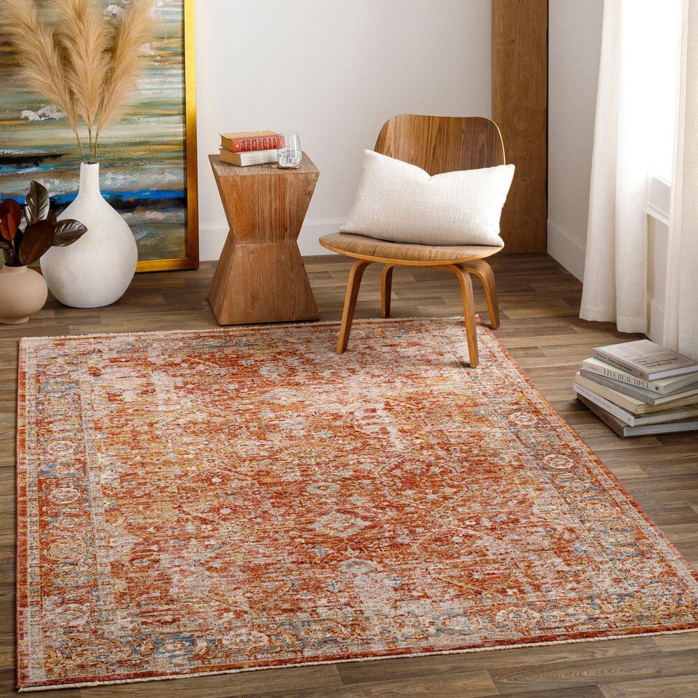 Surya Aspendos 7&#39;10&quot; x 10&#39;2&quot; Burgandy, Rust, Dusty Pink, Denim, Taupe, Gray, Wheat, Black and Cream Area Rug, , large