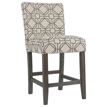 Kinfine 24" Counter Stool with Gray and Tan Cushion in Gray Washed, , large