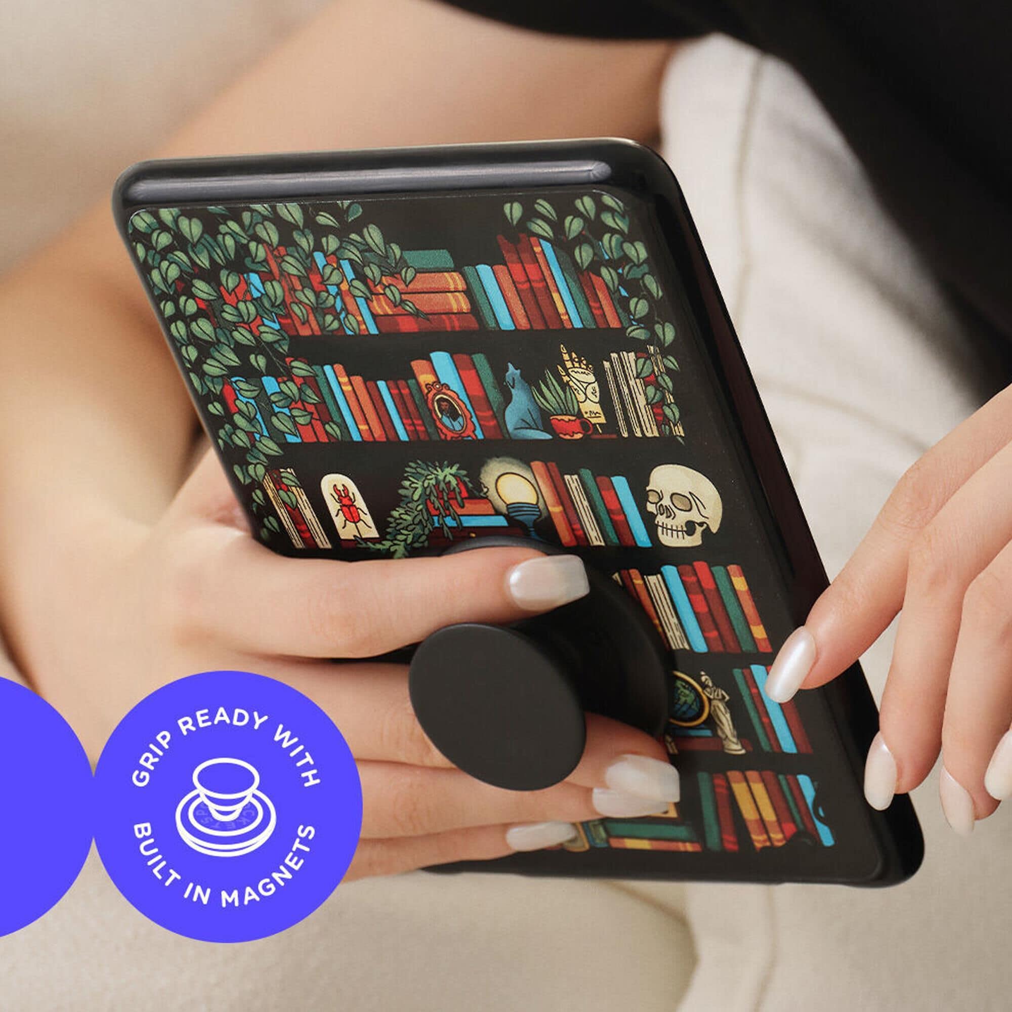 PopSockets MagSafe Case for Kindle 11th Gen in Storied Shelves