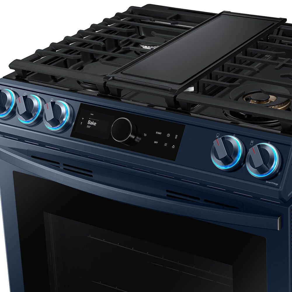 Samsung Bespoke Smart Slide-in Gas Range 6.0 cu. ft. w/ Smart Dial, Air Fry &amp; Wi-Fi in Navy Steel, , large