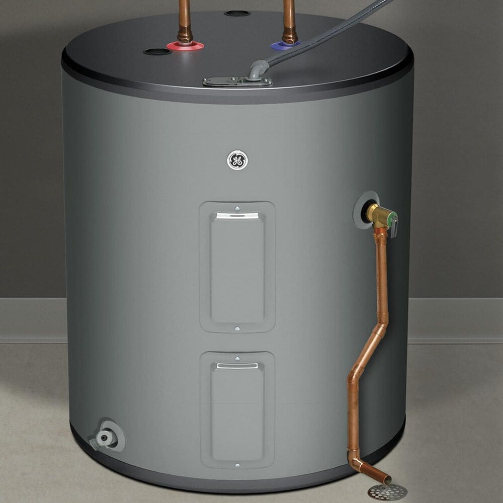 GE Appliances 36-Gallon Top Port Lowboy Electric Water Heater in Gray, , large