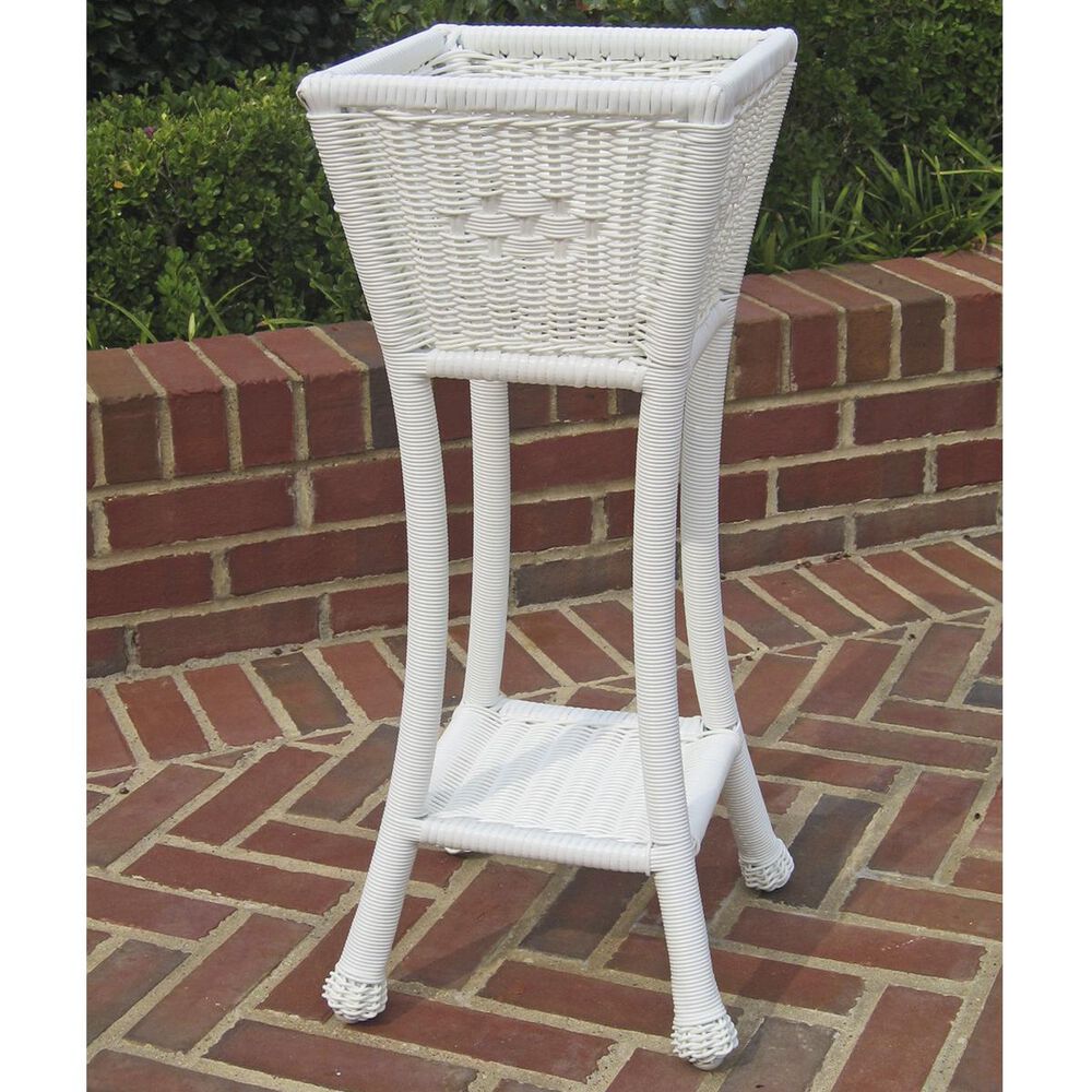 International Caravan Maui 2-Tier Square Plant Stand in White, , large