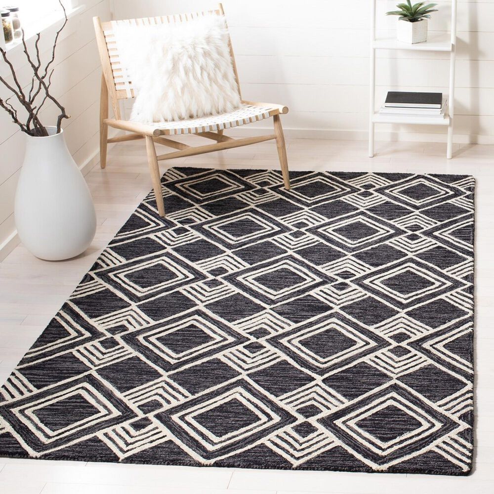 Safavieh Micro-Loop MLP154H 4&#39; x 6&#39; Charcoal and Ivory Area Rug, , large