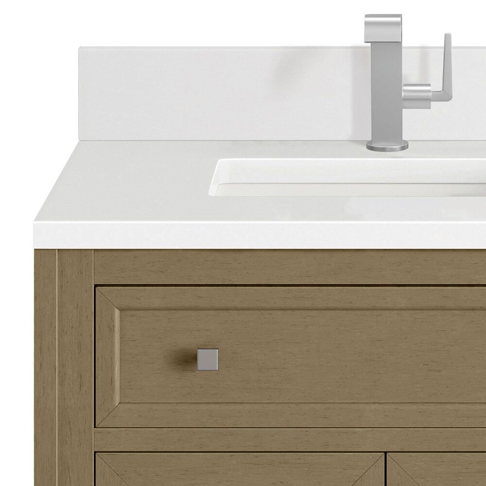 James Martin Vanities Chicago 30" Single Bathroom Vanity in Walnut Whisper with Single Hole 3 cm White Zeus Quartz Top and Rectangular Sink, , large
