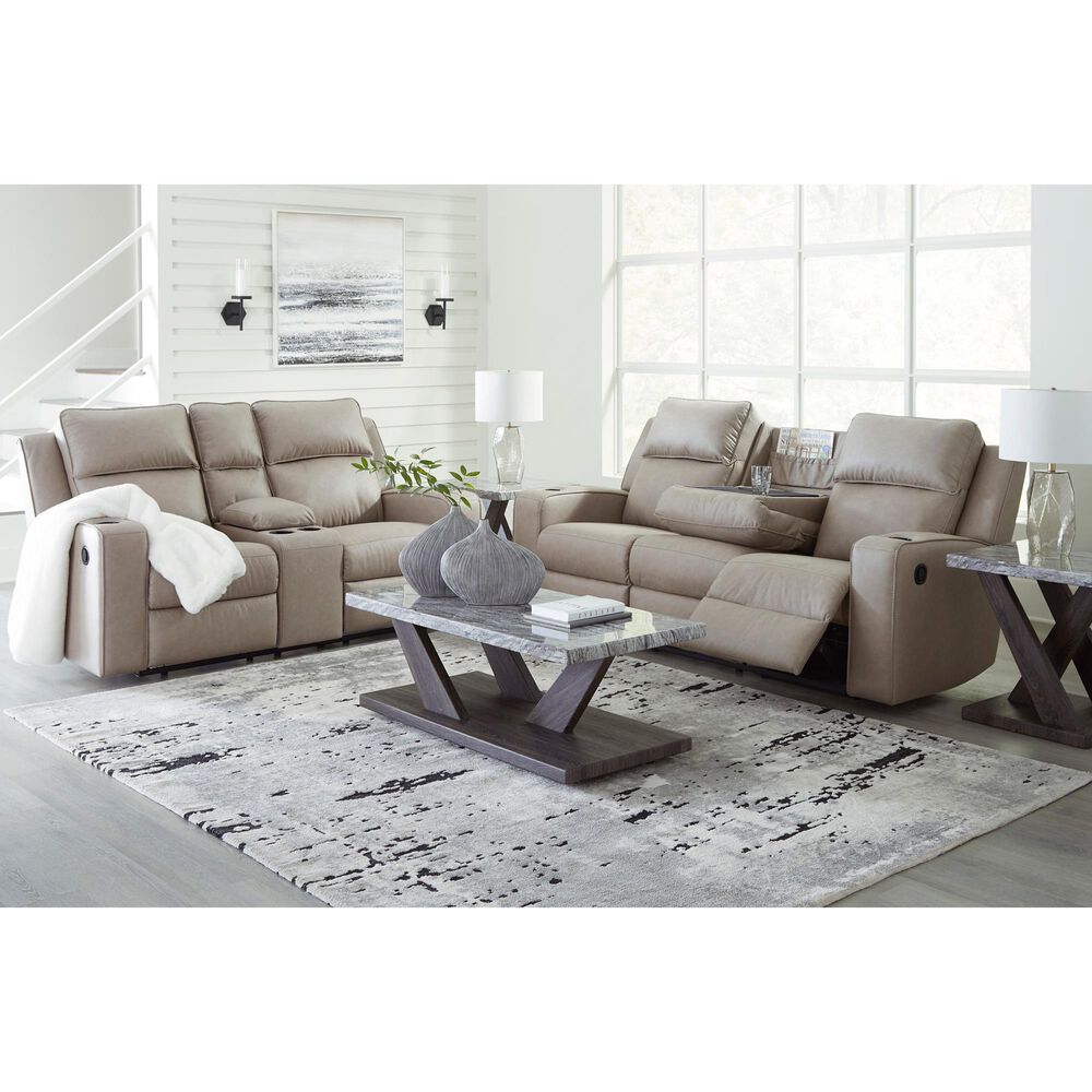 Ashley Lavenhorne Manual Reclining Sofa and Loveseat Set in Pebble, , large
