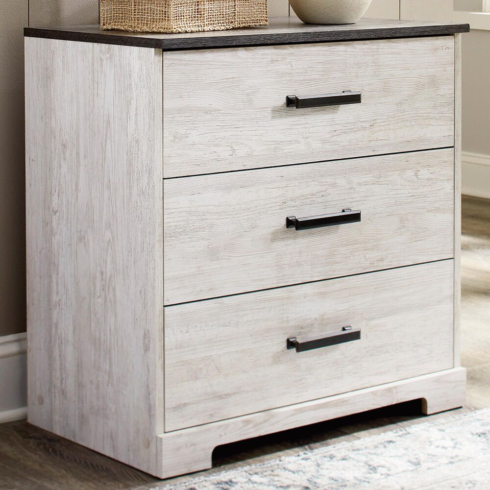 Signature Design by Ashley Shawburn 3 Drawer Chest in White/Dark Charcoal Gray, , large