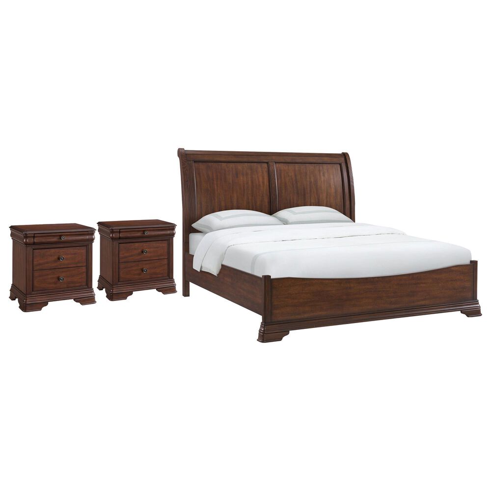 Mayberry Hill Phillipe King Bed with Two Nightstands in Cherry Shop NFM