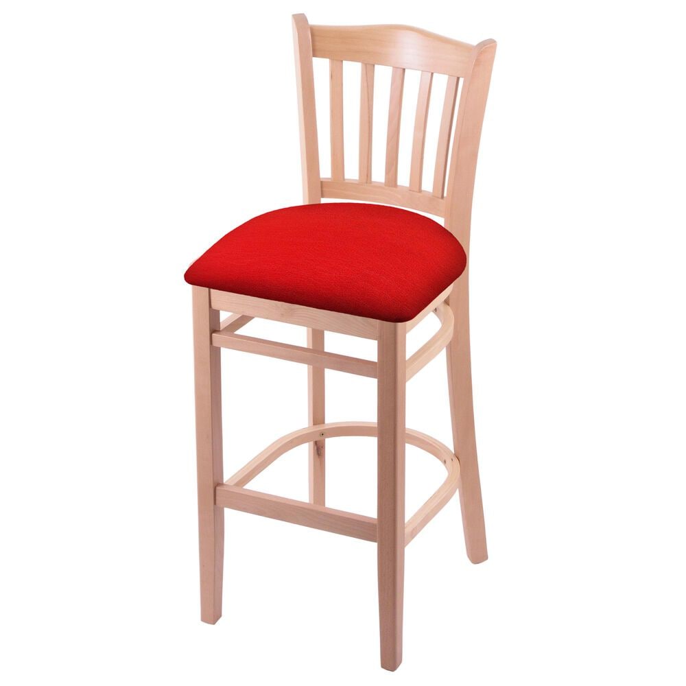 Holland Bar Stool 3120 30" Bar Stool with Natural Finish and Canter Red Seat, , large