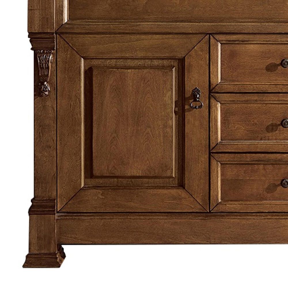 James Martin Vanities Brookfield 60&quot; Double Bathroom Vanity in Country Oak with 3 cm Ethereal Noctis Quartz Top and Rectangle Sink, , large