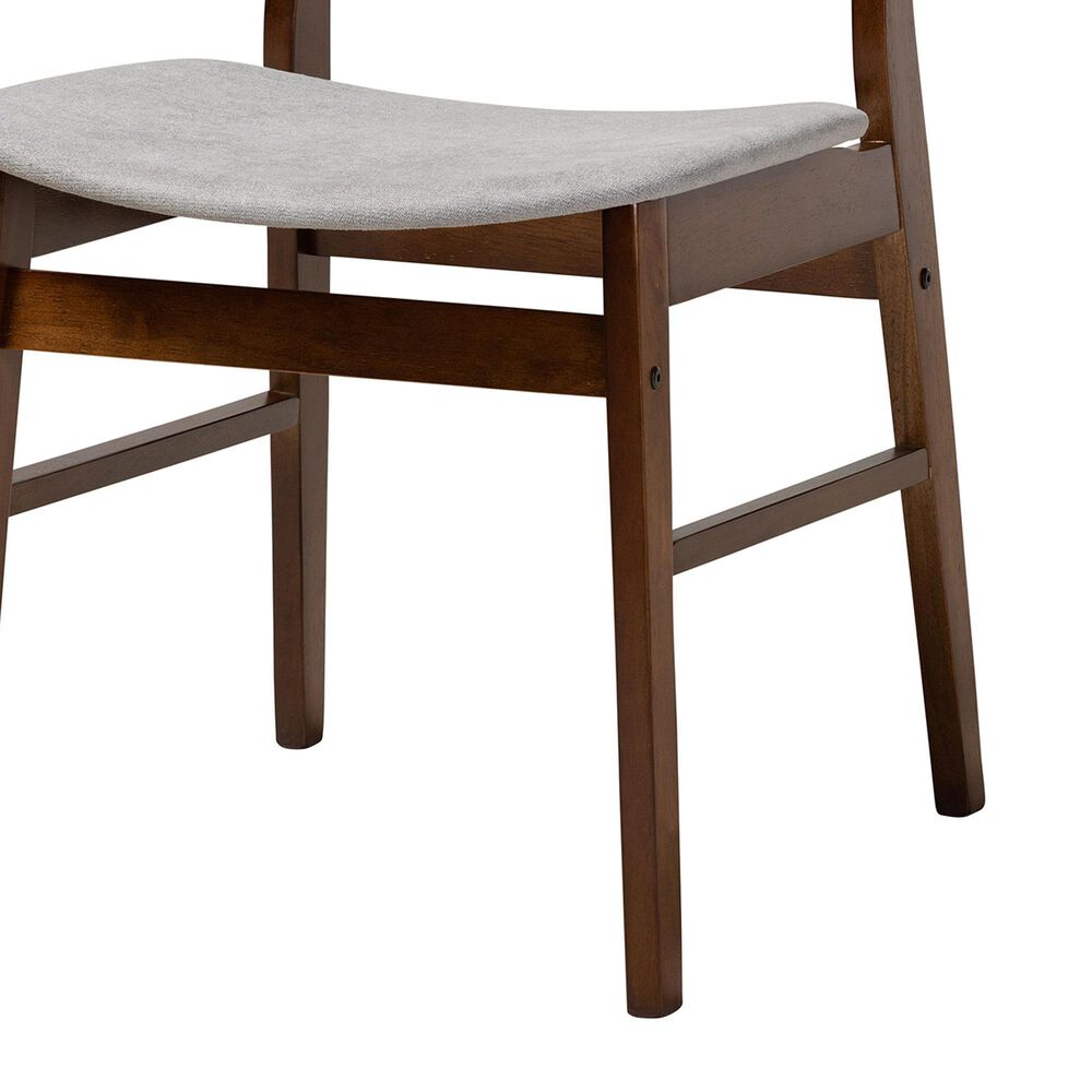 Baxton Studio Devlin Side Chair with Light Grey Cushion in Walnut Brown (Set of 4), , large