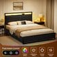 HOMLUX Full Upholstered Platform Storage Bed Frame in Black, , large