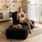 HOMLUX 2-Piece Bean Bag Chair and Ottoman in Black, , large