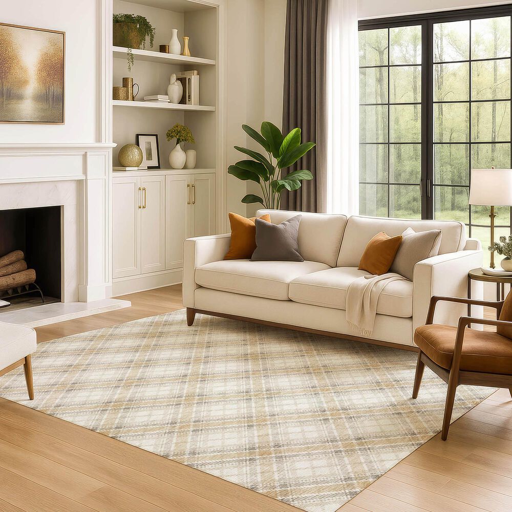 Dalyn Rug Company Soft Essentials Plaid Ivory 5' x 7'6" Indoor/Outdoor Area Rug, , large