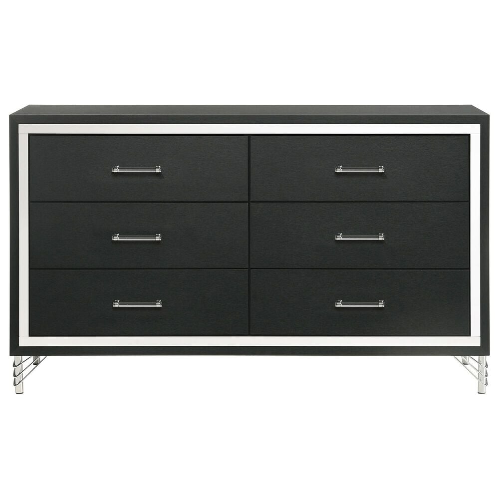 Coaster Lucia 6-Drawer Dresser and Mirror in Black and Chrome, , large
