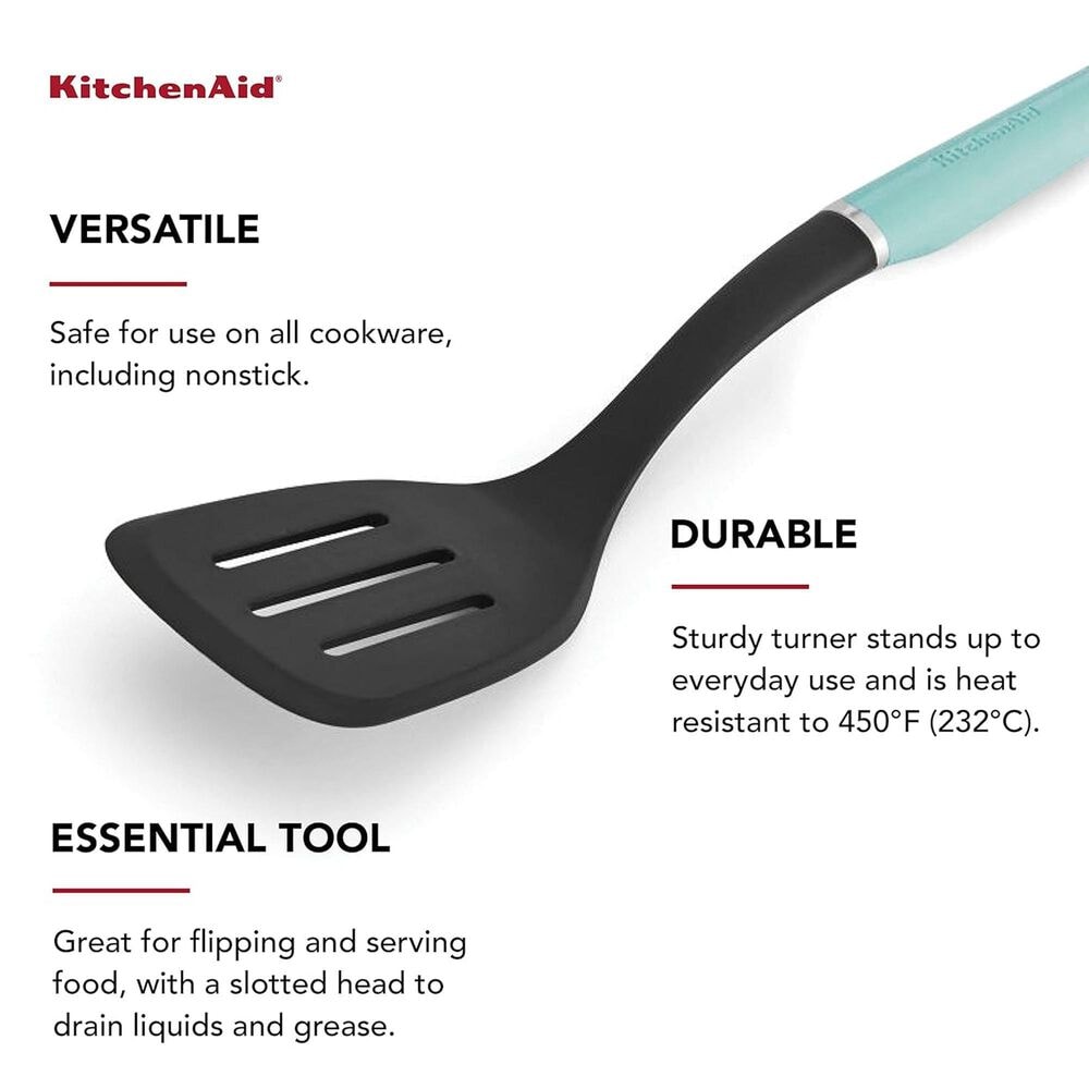 KitchenAid Classic Nylon Slotted Turner in Aqua Sky, , large