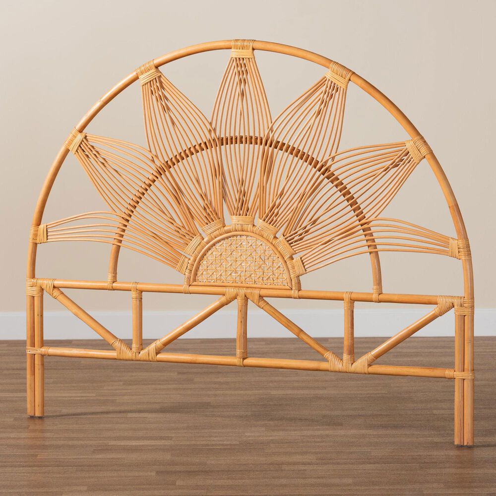 Baxton Studio Jasmine King Headboard in Light Honey, , large