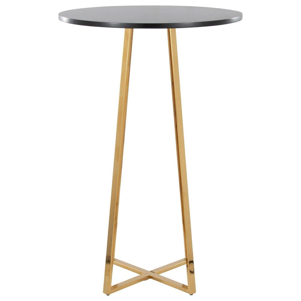 LumiSource Cosmo Bar Table in Gold Metal and Black Wood, , large