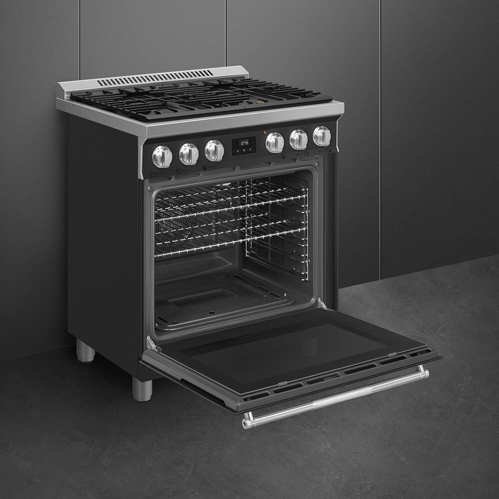 SMEG Professional 30" Gas Range in Matte Black, , large