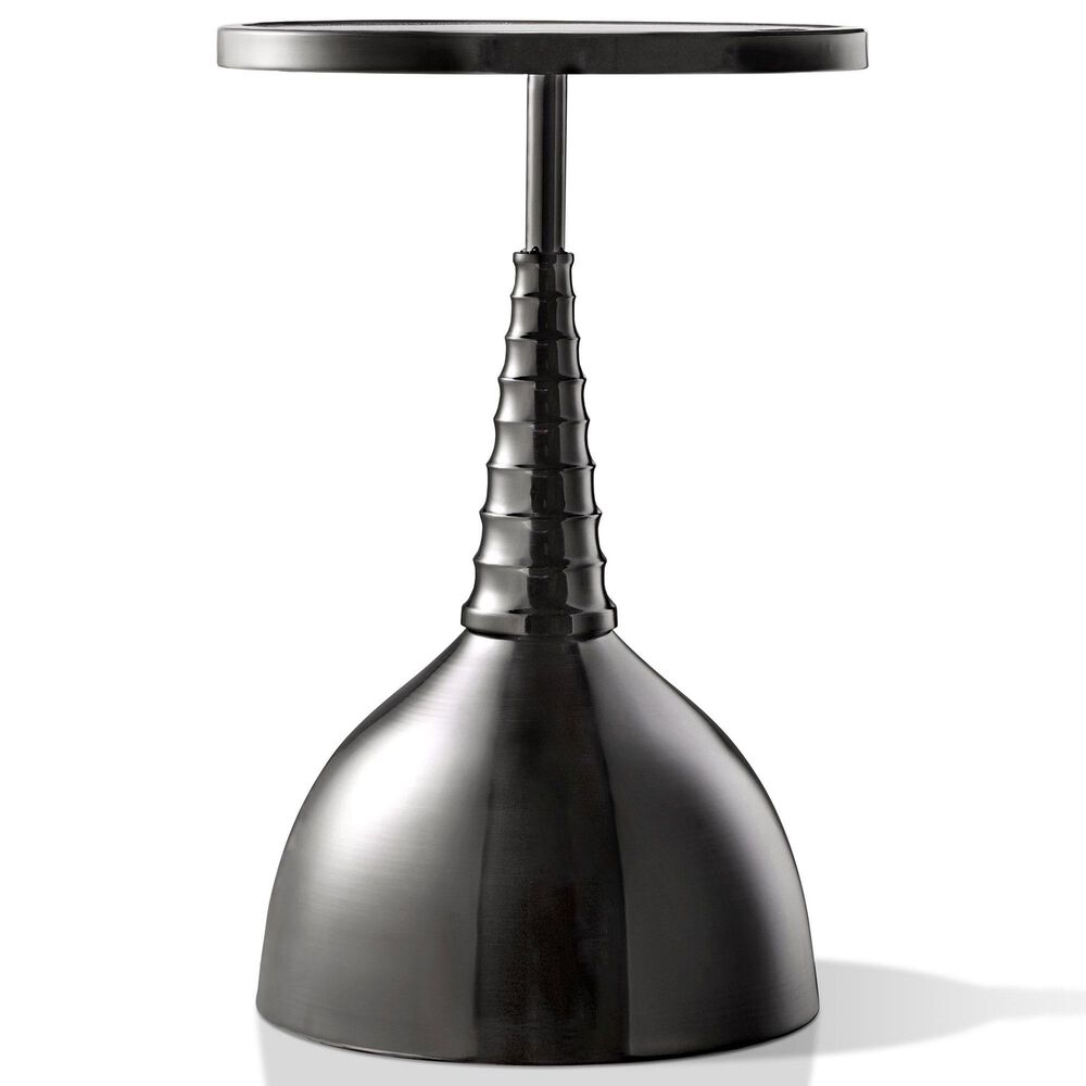 Furniture of America Gleam Round End Table in Black Nickel and Gold, , large