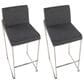 Lumisource Fuji High Back Barstool with Charcoal Fabric in Stainless Steel (Set of 2), , large