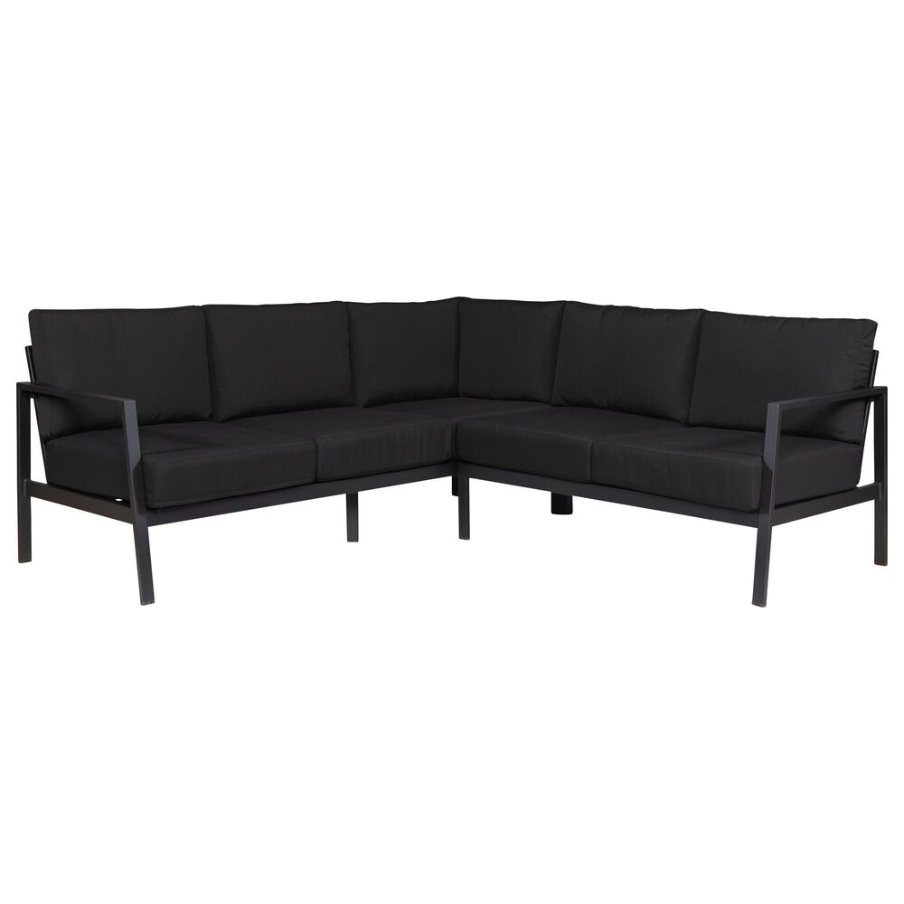 Linon Home Decor Holland 2-Piece Outdoor Sectional Sofa with Black Upholstery in Black, , large
