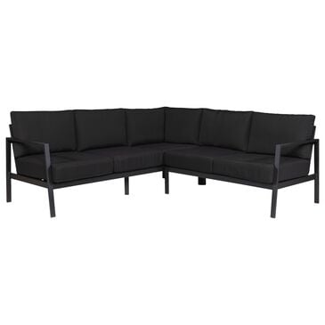 Linon Home Decor Holland 2-Piece Outdoor Sectional Sofa with Black Upholstery in Black, , large