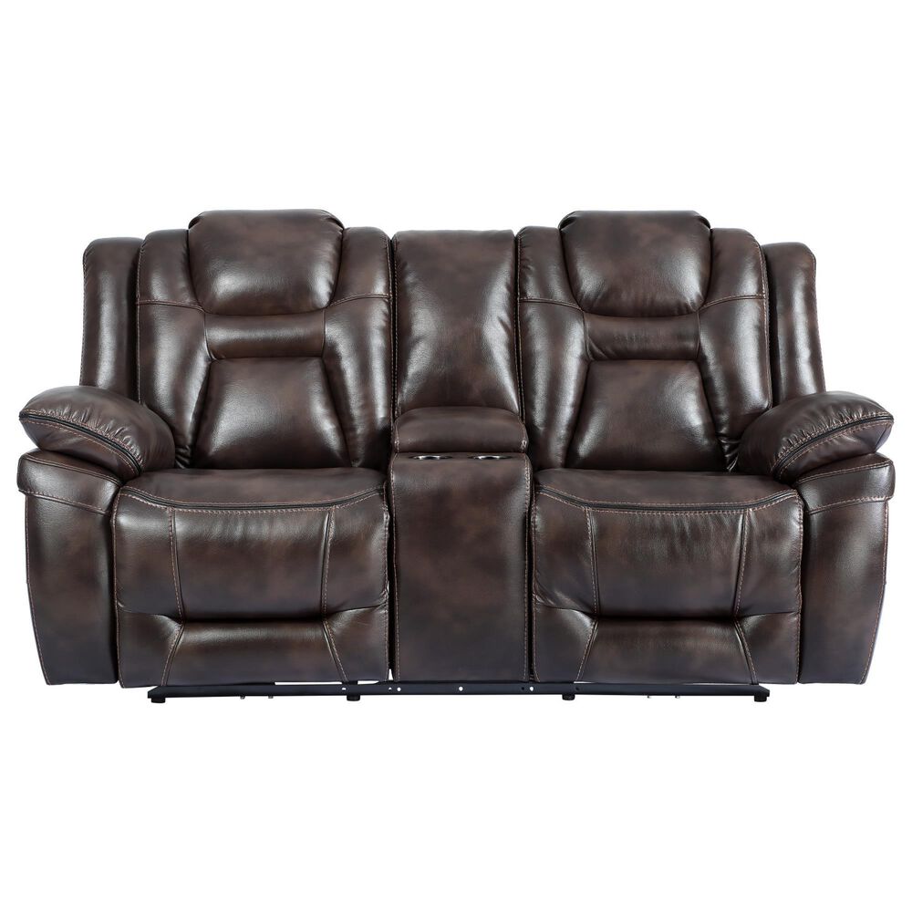Steve Silver Oportuna Dual-Power Reclining Console Loveseat in Coffee, , large