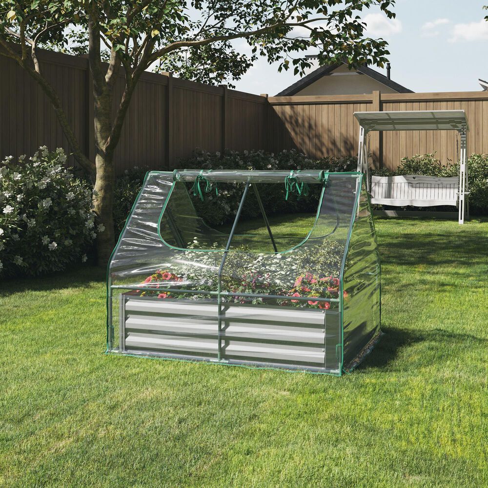 Timberlake Raised Garden Bed with Green House in Green, , large