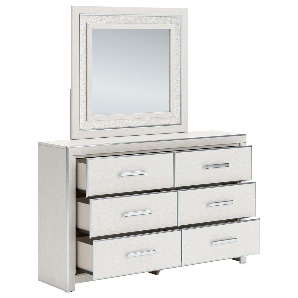 Ashley Zuraleus 6-Drawer Dresser and Mirror in Matte White and Chrome, , large
