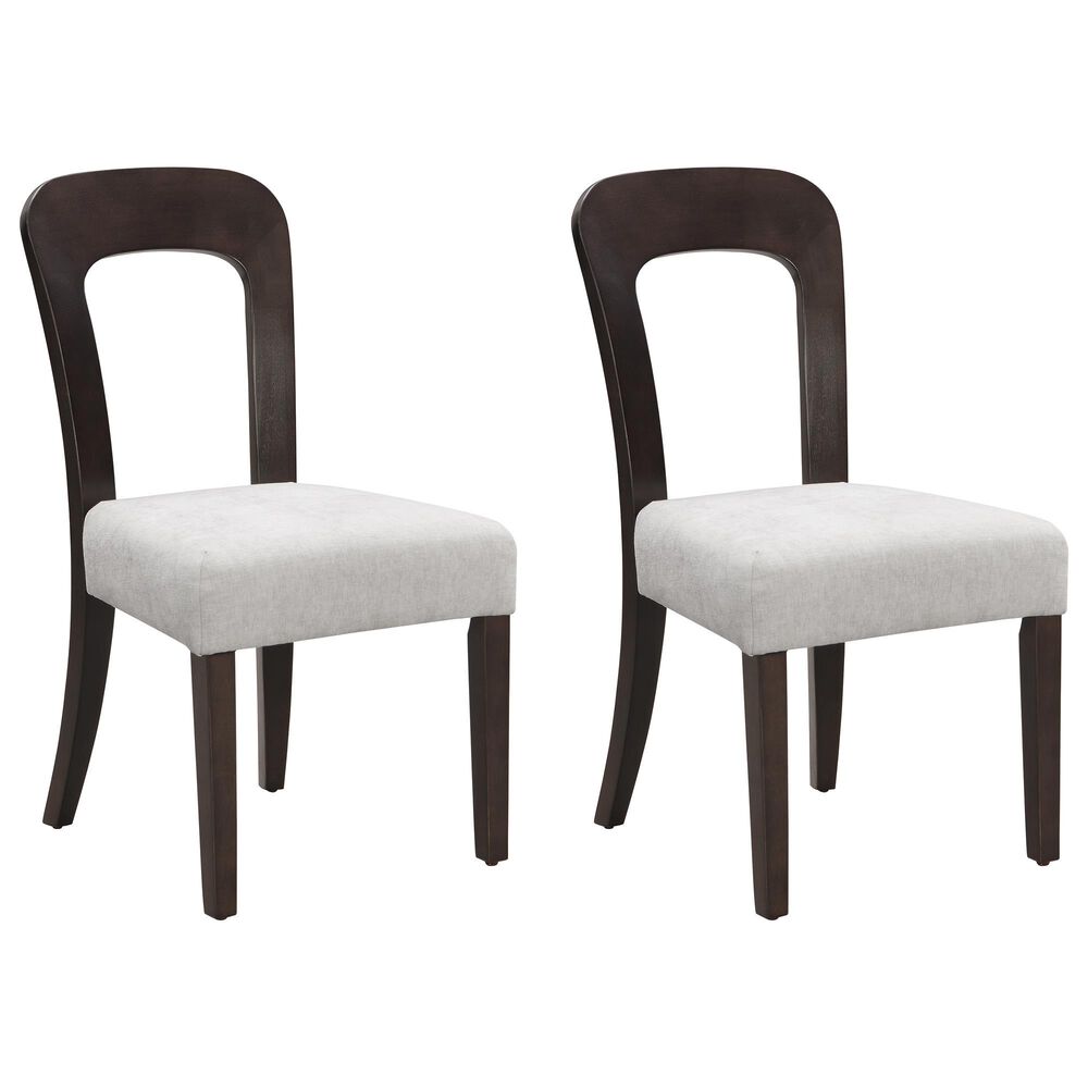 Hearth and Haven Upholstered Side Chair with Gray Cushion in Dark Brown &#40;Set of 2&#41;, , large
