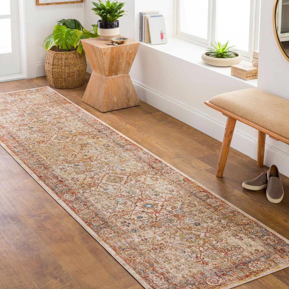 Surya Aspendos 2&#39;7&quot; x 7&#39;3&quot; Dusty Pink, Rust, Burgandy, Wheat, Taupe, Gray, Denim, Black and Cream Runner, , large